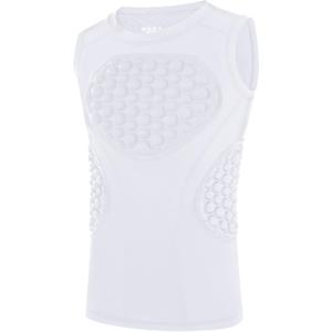 Runhit Youth Padded Football Compression Shirt Baseball Chest Protector Breathable Heart Rib Sternum Guard for Lacrosse Softball White M