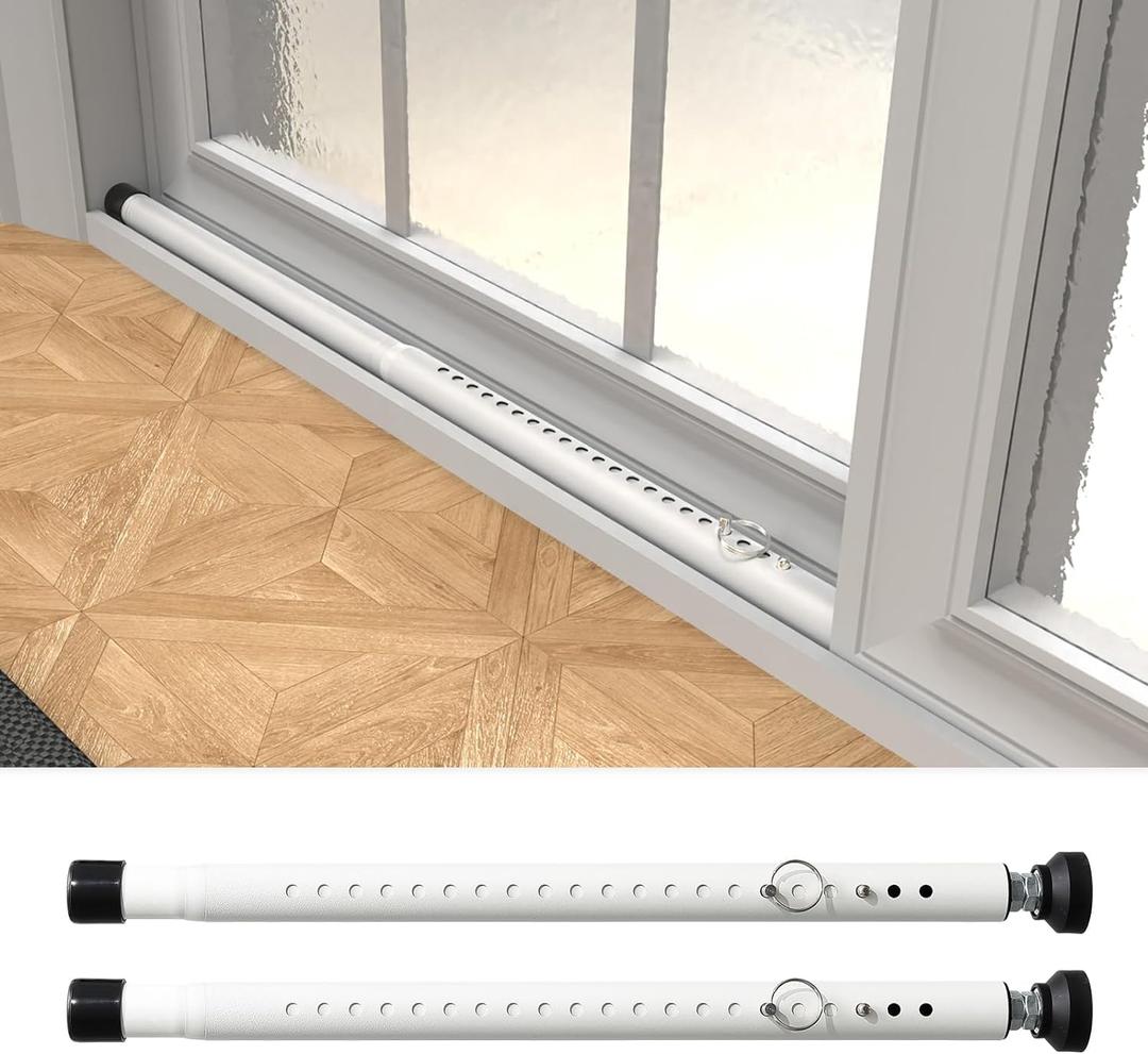 Sliding Door Security Bar 18"-51", Adjustable Sliding Door Lock Security Bar, Window Security Bars Inside for Sliding Glass Door Home Apartment Safety, Burglar Proof, White, 2 Pack