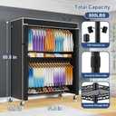 ULIFHOME P8C Max Heavy Duty Clothes RackWith Extended Width Design Rolling Clothing Racks for Hanging Clothes with Lockable Wheels51.2"W x 15.8"D x 80.5"HLoad 700LBSBlack Rack with Black Cover, Black Rack with Black Cover