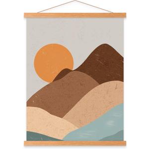 Poster Frame Frames 120x80 120x90, Magnetic Light Wood Wooden Poster Hangers Hanger Hanging Kit for Canvas Artwork Art Print (120cm /47",Teak Colour) (Brown)