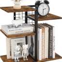 ELITEROO Desktop Shelf Organizer, 4-Tier Wooden Desk Bookshelf, Small Tabletop Book Shelf, Adjustable Display Rack for Home, Office, Dorm, Rustic Brown