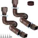 2 Pack Rain Gutter Downspout Extensions, Flexible Downspout Extender with 58"+68" Extendable Pipes for Rain Water Drainage, Durable Down Spout Drain Extension with Connector (Brown)