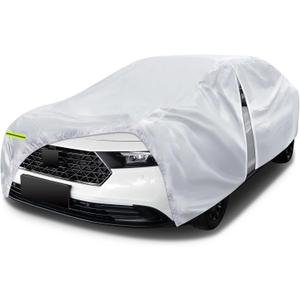 6 Layers Car Cover Waterproof All Weather for Automobiles, Size A3 with Zipper Cotton Fit for Toyota Camry, Honda Accord, Ford Mustang, Chevy Camaro/Malibu,Kia Optima(187-198 inch), Silver