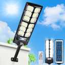 Solar Lights Outdoor Waterproof,Bright 6500K LED Motion Light with Remote Control,Waterproof IP65 Commercial Large Street Lights Dusk to Dawn,Easy to Install for Outside Parking Lot & Driveway,1 Pack