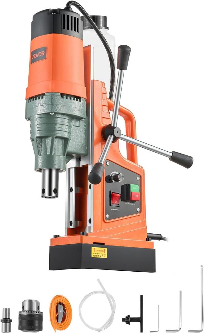 VEVOR 1550W Mag Drill Press, 2" Core Drilling Machine, 2922 lbf 0-550 RPM Variable Speed Portable Magnetic Drill, Heavy Duty Metal Hole Cutter for I-Beam Steel Fabrication, Workshop & DIY Work