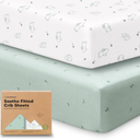 KeaBabies 2Pack Organic Crib Sheets for Boys, Girls  52x28 Fitted Crib Mattress Sheet Neutral, Breathable Jersey Cotton Cover for Baby Bed, Toddler Mattress, Soft & Cute Prints (Bunnies)
