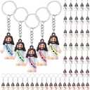 Sumind 48 Pcs Jesus Toys Figurine Christian Keychain Jesus Doll Religious Keychain Bulk Classic Christian Rings for Christ(Macaron Color,White Jesus Loves You)