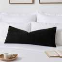 Kevin Textile 14x36 Inch Long Lumbar Cover 1 Pack Soft Boucle Textured Decorative Waterproof Rectangle Cushion Elegant Accent Pillows for Couch Sofa Chair Bed Home Decor Indoor Outdoor Black