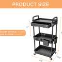 3 Tier Rolling Utility Cart with Drawer,REBECAT Utility Cart Made of Multifunctional Storage Organizer Tool for Kitchen,Bathroom,Living Room,Office(Black)