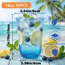 50pcs 500ml/16oz Disposable Stemless Glasses,PET Disposable Drinking Cups,Cold Party Clear Plastic Wine Glasses for Parties Birthday,Wedding,Meeting,Christmas Party Supplies. (Blue)