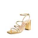 DREAM PAIRS Women's Heels Chunky Block Strappy Square Open Toe Ankle Buckle Heeled Sandals Wedding Party Dress Shoes Indie,Size 11,Gold-Pu,SDHS2428W