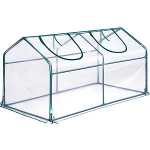 Quictent Portable Mini Cloche Greenhouse w/ Elevated Bottom, Reinforced High Light Transmission Waterproof UV-Resistant Hot House for Indoor Outdoor, w/ 50 T-Shaped Plant Tag, 71" x 36" x 36" (Clear)