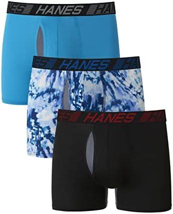 Hanes Men's Underwear Pack, 3-Pack, Total Support Pouch Boxer Briefs or Trunks, Moisture-Wicking Underwear for Men Large