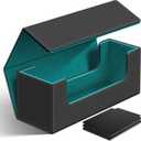 Homthy 600 Card Deck Case for Trading Cards, Leather Magnetic Closure Commander Storage Box Fit for Sports Cards, Game Card Standard Cards (Cyan)