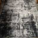 6x9 Area Rug Living Room Rug: Washable Modern Abstract Soft Thin Rug Indoor Floor No Slip Stain Resistant Carpet for Bedroom Dining Room Farmhouse Nursery Home Office - Black