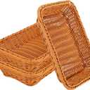 EUSOAR Wicker Bread Basket, 11.8"x 7.9"x 2.4" 3pcs Tabletop Food Serving Baskets Trays, Bread Proofing Basket, Food Fruit Vegetables Sundries Storage Basket for Restaurant Bakery Family Party