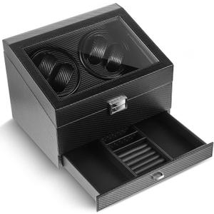 Liliaafar Watch Winder for Automatic Watch, Rotating Watch Display Case Quiet Running Motor Watches Jewelry Box with Drawer for Men & Women Gift