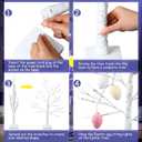VIHOSE 4 Pcs Easter Decoration 2ft LED Lighted Birch Tree & 2 String of LED Easter Eggs, 3 Aa or USB Powered, Tabletop Spring Decor for Home Mantel Indoor Office Bedroom