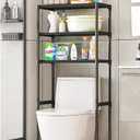 3-Tier Over The Toilet Rack, Metal Bathroom Shelves, Over The Toilet Storage, Freestanding Above Toilet Shelf for Bathroom, Laundry, Balcony, Space Saver, Black