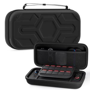 PAWDIARY Switch 2 Carrying Case Black Hardshell Pouch, Portable Travel Bag for Switch 2 Console & Controller, Large Capacity Switch 2 Accessories Bag Storage with 10 Game Card Slots