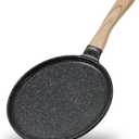 JEETEE Crepe Pan Nonstick, 9.5 inch Comales Para Tortillas Griddle Pan for Stove Top, Granite Coating Flat Pancake Pan Dosa Tawa, PFOA FREE and Induction Compatible (Grey) (Gray)
