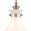 Kichler Laria 1-Light Pendant, Updated Traditional Light, Sloped Ceiling Compatible, for Kitchen with Opal Glass in Champagne Bronze (23.5" x 14"), 52777CPZ