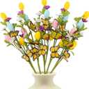 5Pcs Easter Stems Decorations with Butterflies, 19.5" Artificial Spring Floral Picks with Colorful Eggs & Flowers, Easter Tree Spray Branches for Vase Filler Centerpiece, Home Party Dcor