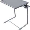 Adjustable TV Tray Table - TV Dinner Tray on Bed & Sofa, Comfortable Folding Table with 6 Height & 3 Tilt Angle Adjustments (Gray) (Grey)