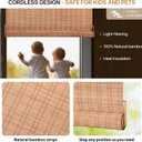 LazBlinds No Tools No Drill Bamboo Roller Shades, Cordless Bamboo Blinds, Light Filtering Roll Up Blinds for Windows, French Door, Porch or Patio, 27'' W x 64'' H, Ceylon Light Russet