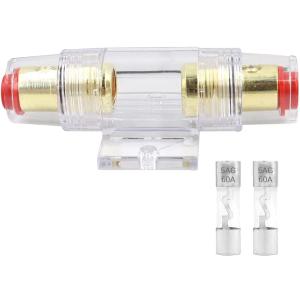 Car Stereo Fuse Holder, 4-8 Gauge AWG in-line Waterproof AGU Fuse Holder with 2 Pcs Fuse, Automotive Audio Circuit Breaker Power Safety Protection for Car Audio Alarm Amplifier Compressor (100A)
