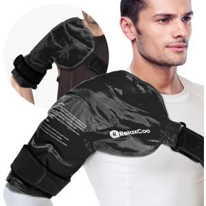 RelaxCoo XL Shoulder Ice Pack Rotator Cuff Cold Therapy, Reusable Gel Ice Wrap for Shoulder Injuries & Pain Relief, Bursitis, Tendonitis, Swelling, Recovery for Man and Women Black, XL