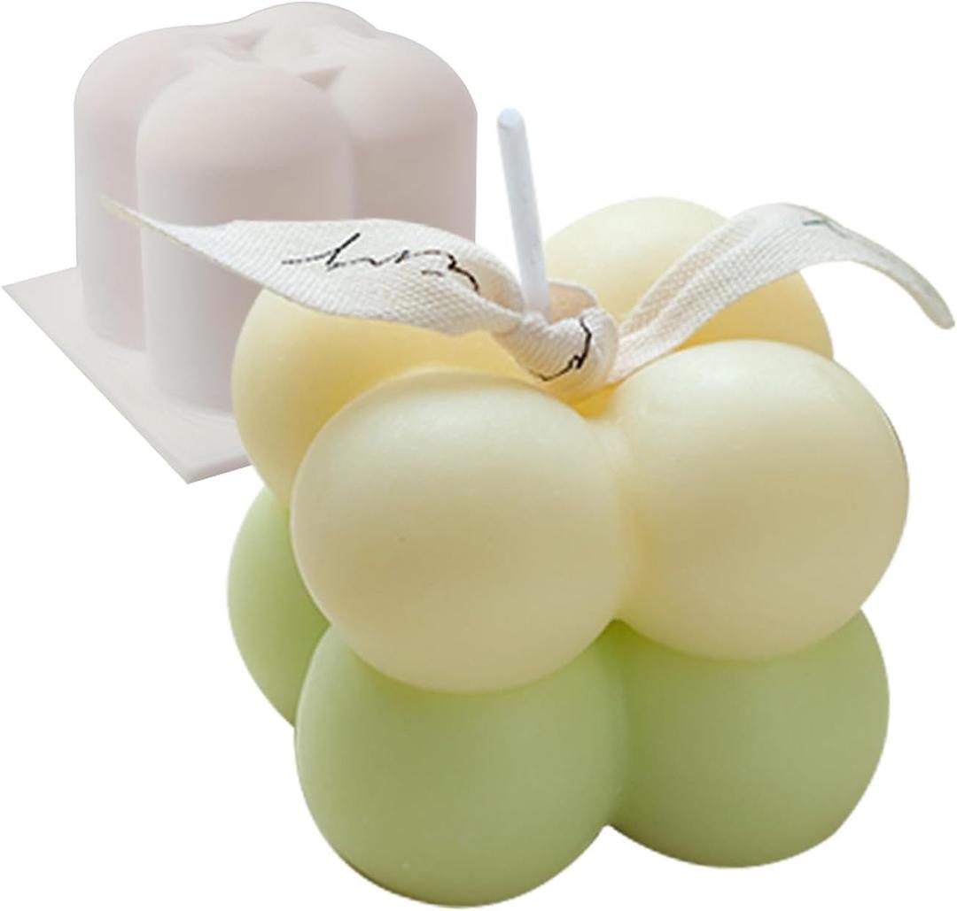 SENCCO Silicone Candle Molds, 3D Sphere Cube Silicone Molds, Cozy Atmosphere Design, Colorless, BPA Free, Silicone Molds for Candle Making, DIY, Resin, Wax, Soap, Chocolate Etc - Small