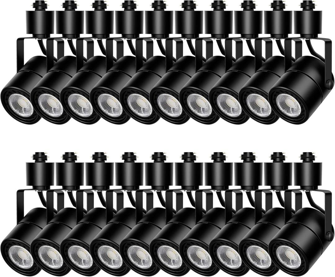 Track Lighting Heads 10W 4000K Cool White Dimmable Bright LED Track Lights Fixtures for Accent Retail Kitchen Artwork,120V Linear Track Light H Type-CRI90+ 24 1000lm - 20 Pack (Black)