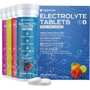 Electrolyte Tablets Sugar Free, Hydration Electrolyte Tablets, Sodium, Potassium, Magnesium, Calcium, Green Tea, Green Coffee, Ashwagandha, Zero Sugar Hydration Drink Variety (40 Servings)