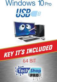 TechShoppro Compatible Key OEM Win10 profesional 64 Bit USB Installation media onilne activatiation Key C. Install To Factory Fresh, Recover, Intended for newer Systems
