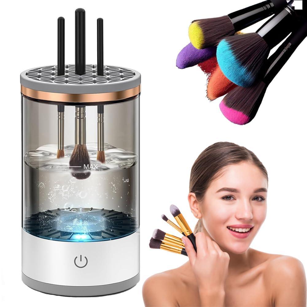 Electric Makeup Brush Cleaner,Multi-Use Cosmetic Brush Cleaner, Automatic Spinning Makeup Brush Cleaner for All Size Makeup Brushes (Black)