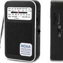 4 Bands AM FM SW NOAA Pocket Radio, Battery Powered Rechargeable Radio, Shortwave WB Radio with Stereo Earphone Jack, Speaker, Transistor Radios 2 AA Battery for Emergency, Hurricane, Walking, Home