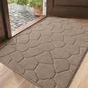 DEXI Front Door Entryway Mat Non Slip, 32x48 Washable Inside Entrance for House Floor Low Profile, Thin Entry Doormat Absorbent Dirt Trapper, Pebble Beige