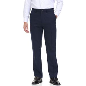 Soojun Men's Classic Fit Flex Waist Flat Front Dress Pant (Blue)