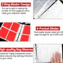 Card Binder 4 Pockets Zip Trading Card Binder for 400 Cards, PU Collection Binder with Removable Sleeves for 50 Pages, Portable Collector Album, Card Book for Game Card, Sports Cards, Gifts