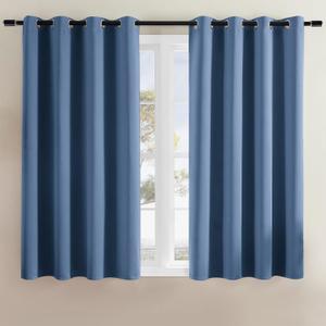 Rutterllow Blackout Curtains for Bedroom, Room Darkening Window Drapes 2 Panels for Living Room, Grommet Top (52x45 Inch, Blue Stone)