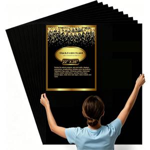 10 Pcs Black Poster Board 22" x 28" Paper Bulk, ROOKEA Vision Poster Boards for School Arts Craft Projects Presentations Drawing Scrapbooking Blank Graphic Display