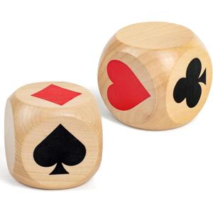 2IN Large Trump Marker Dice, Wooden Euchre Cube Trump Game Marker, Great Dice Cube for Euchre Pinochle Bridge Playing Cards