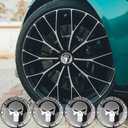 4 pcs Wheel Center Caps Skull Universal Wheel Center Cover Skull Wheel Center Hub Caps,Car Wheel Center Cap Kit,for 56 mm Hub Caps with Embedded Base,Rustproof,for Car SUV