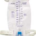 Easy-Tap Leg Bag Urinary Drainage Bag, 1000ml, Anti-Reflux Valve, Cloth Straps, Easy Flip Drain (Pack of 3)