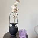 2 Piece Rectangular Glass Toothbrush Holder and Cup Set | Made of glass with heavy base, purple inlay inside the glass,Can be used as toothbrush holder or pen holder.