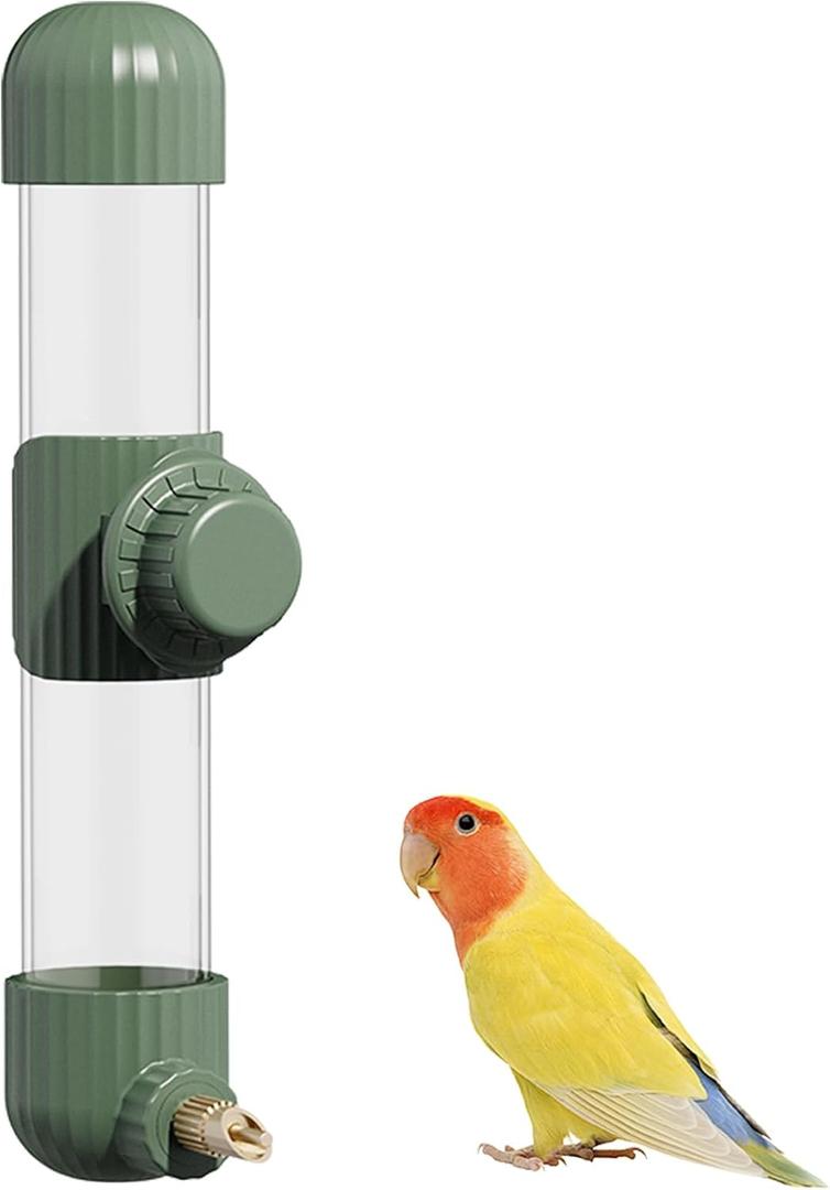 7.4 Fl Oz Bird Water Feeder No Mess Bird Cage Suspended Automatic Water Dispenser Parakeet Cockatiel Finch Lovebirds Budgies Canary (Green,7.4 fl oz (220ml))