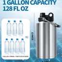 Insulated Water Bottle, 1 Gallon Jug with Handle, 128 oz Stainless Steel Large Water Bottle Wide Mouth Double Vacuum for Hot & Cold Drinks, Stainless Steel