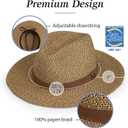 Wallaroo Hat Company Mens Outback Fedora  Lightweight Wide Brim Natural Fiber Hat, UPF 50+ UV Protection, Travel Sun Hat (Large-X-Large)