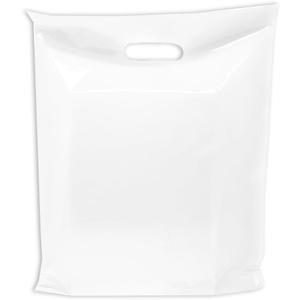 Retail Plastic Merchandise Bags, Die Cut Handles, Strong, Tear Resistent, Packs 100 (100, White, 20x20)